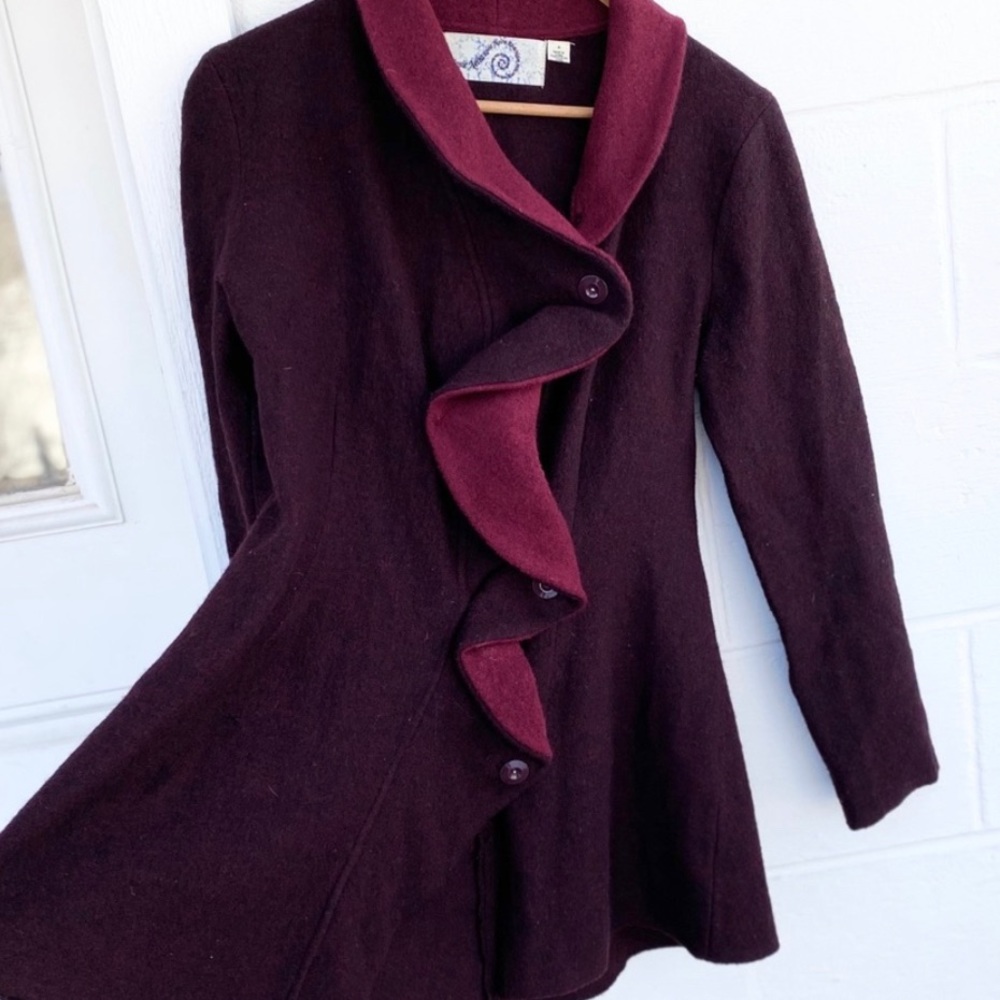 Rosie neim Anthro ruffle wool jacket M